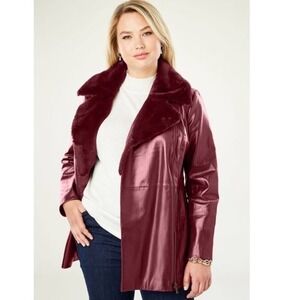 Jessica London faux Sherpa leather zipper jacket